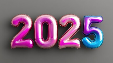 inflatable letters "2025" for advertising on the solid background, ai