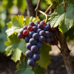 Fototapeta premium A bunch of green and black grapes, Fresh grasp images