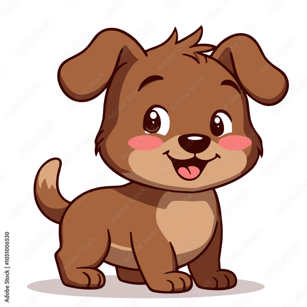 Poster Cheerful puppy in playful stance, vector illustration  