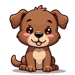Fototapeta premium Happy puppy sitting pose, vector illustration 