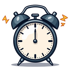 Black alarm clock ringing, vector illustration  