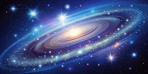 Obraz premium A cosmic panorama showcasing the swirling celestial dance of a spiral galaxy, adorned with twinkling stars and a brilliant core of radiant light.