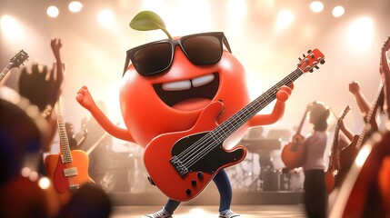 Obraz premium Cheerful Red Cherry Character in 3D Illustration