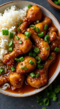Filipino Adobo Chicken with Garlic and Vinegar Sauce in a Traditional Style