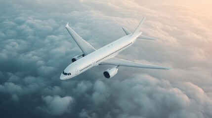 Obraz premium Aerial View of Airplane Above Clouds