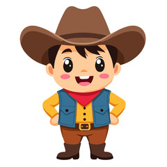 Happy cowboy kid character, vector illustration