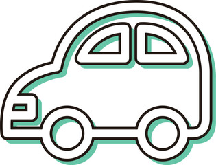 カラーシャドウ乗り物アイコンイラスト　自動車
