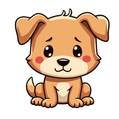 Obraz premium Sitting puppy with gentle expression, cute vector illustration