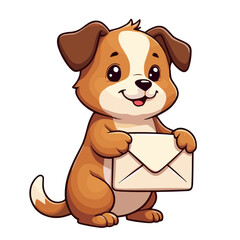 Fototapeta premium Puppy delivering envelope, mail service vector illustration