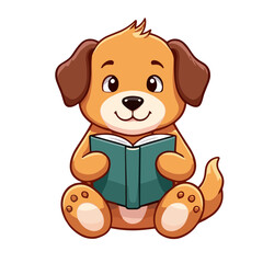 Obraz premium Charming Dog Reading Book Vector Art