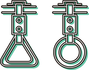 カラーシャドウ駅関連アイコンイラスト　つり革