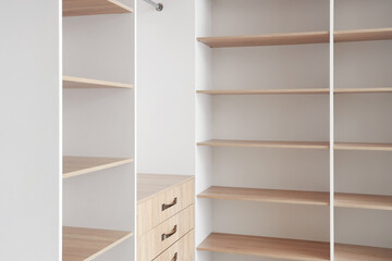 Big empty wardrobe in dressing room