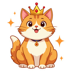 Majestic Cat with Crown Sitting Proudly