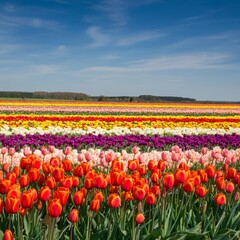 Fototapeta premium Vibrant flower field in full bloom on a bright spring day