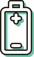 Obraz premium 防災に必要な持ち物のカラーシャドウ単品アイコン バッテリー