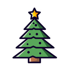 Fototapeta premium Cute Christmas tree with star decoration