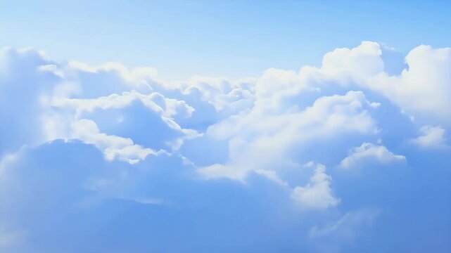 An enchanting seamless looped 3D animation beautiful endless clouds drifting bright daylight skies soaring fluffy cumulus formations presented stunning 4K ultra HD resolution cloud cloudscape fly
