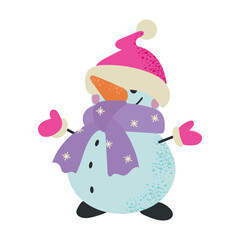 Cute Christmas Snowman icon clipart avatar logotype isolated illustration