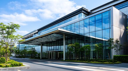 Obraz premium Modern Office Building with Glass Facade