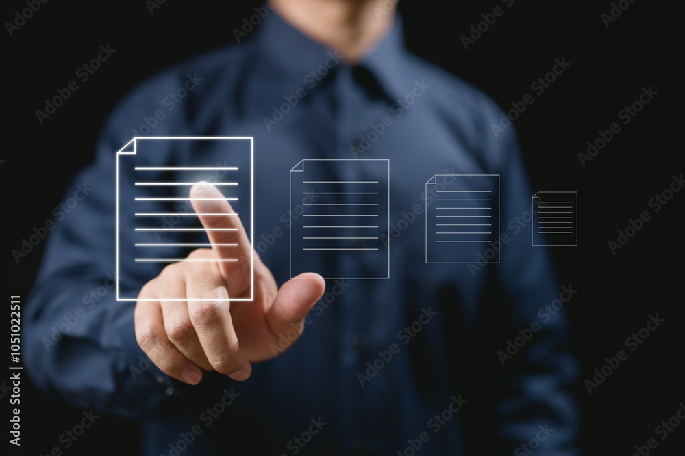 Poster Digital document management: Simplifying the process of organizing and accessing files with a single touch.  Enhancing productivity with easy document navigation in a paperless environment.