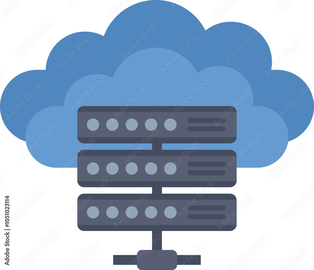 Wall mural server rack connecting to a cloud, symbolizing cloud computing services