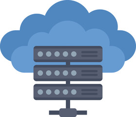 Server rack connecting to a cloud, symbolizing cloud computing services