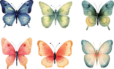 set of butterflies isolated