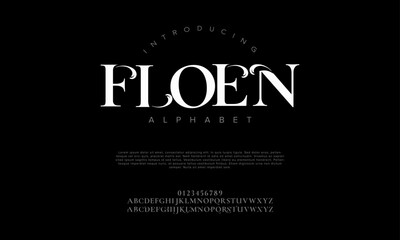 Fototapeta premium Floen typography beauty fashion elegant minimalist serif italic fonts decorative wedding vintage retro logos. Minimal luxury font alphabet logo. Vector illustration