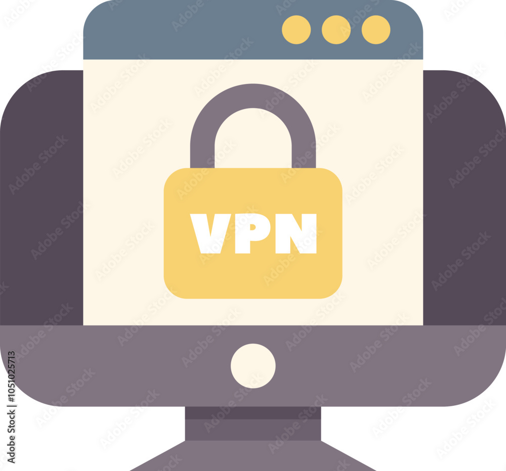 Poster desktop computer displaying a secure vpn connection, providing privacy and data encryption for onlin