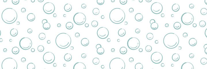 手書きの泡が散らばったシームレスパターン。細やかな気泡、スパークリングワインの発泡イメージ。