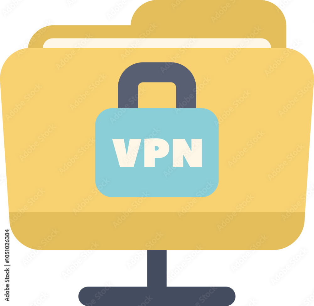 Poster this vector icon represents the concept of data protection using a vpn for secure file storage and a