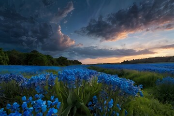 sunset over the lavender field