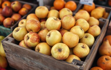 Freshly Harvested Apples in Rustic Market Baskets