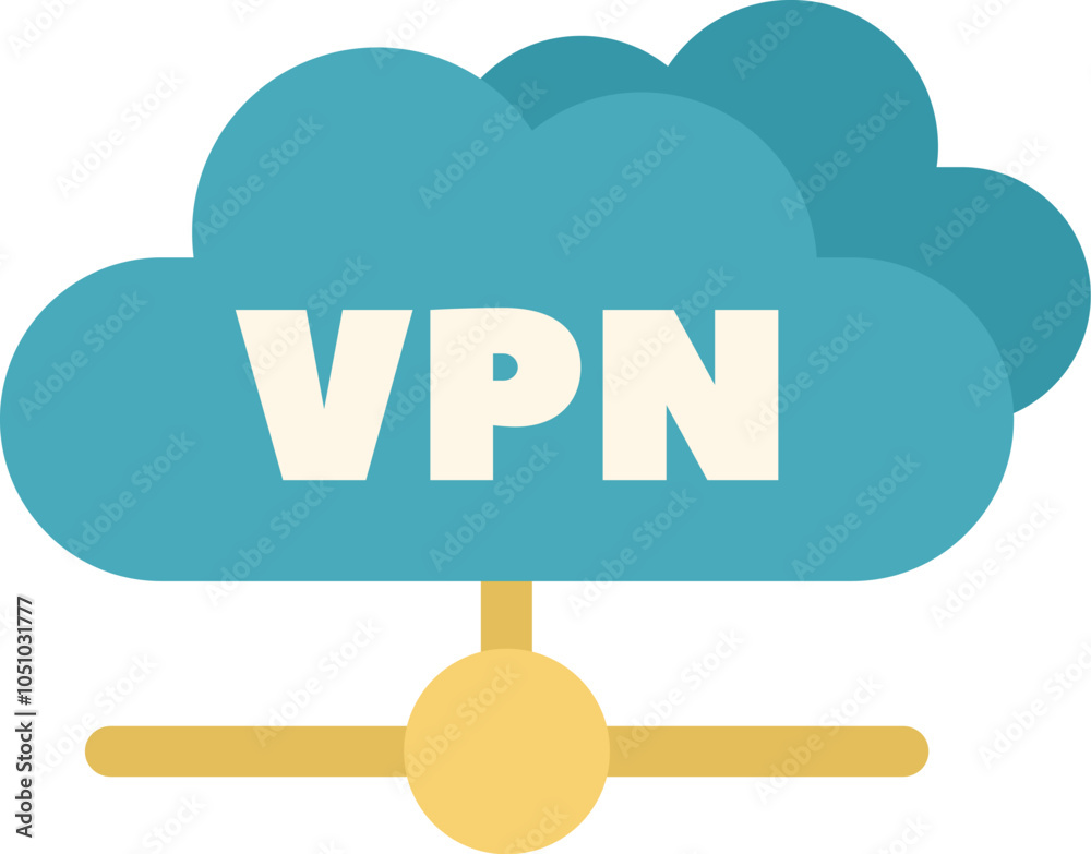 Poster cloud computing vpn access is providing a secure connection in this colorful vector illustration