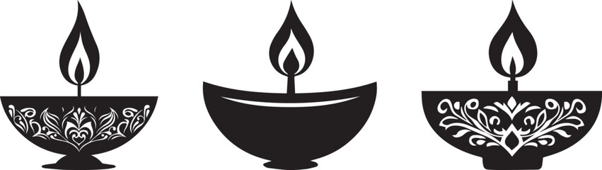 Silhouette of a Diya, Indian Diwali Diya vector silhouette