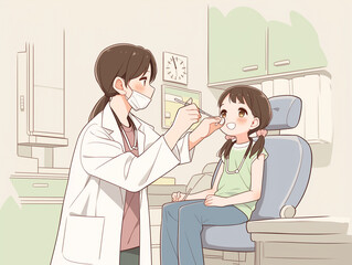 子供を診察する歯科医