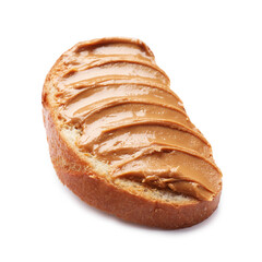 Tasty sandwich with peanut butter isolated on white