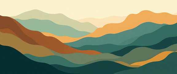 Abstract Mountain Landscape: Minimalist Design with Earthy Tones
