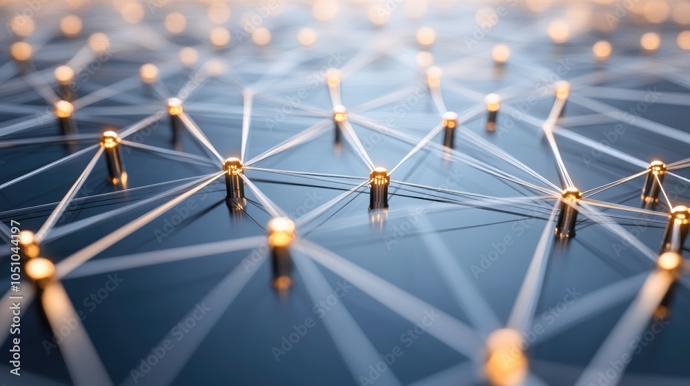 Poster exploring the intricacies of connectivity through a digital network of light and structure