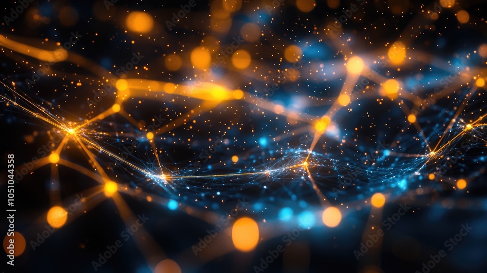 Poster illuminated connections a stunning visualization of digital networks and data flow in an abstract sp