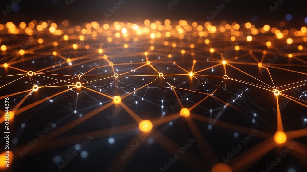 Poster illuminating the future a stunning visualization of connected data points and networks in digital sp