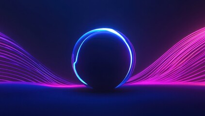 Abstract Sphere With Neon Lights