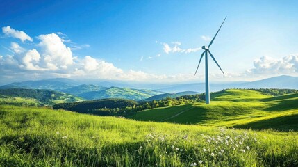 Embracing renewable energy the beauty of wind turbines in a green landscape