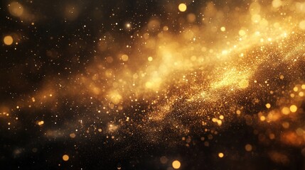 Fototapeta premium A captivating dance of golden particles exploring the enchantment of light and sparkle in an ethereal atmosphere