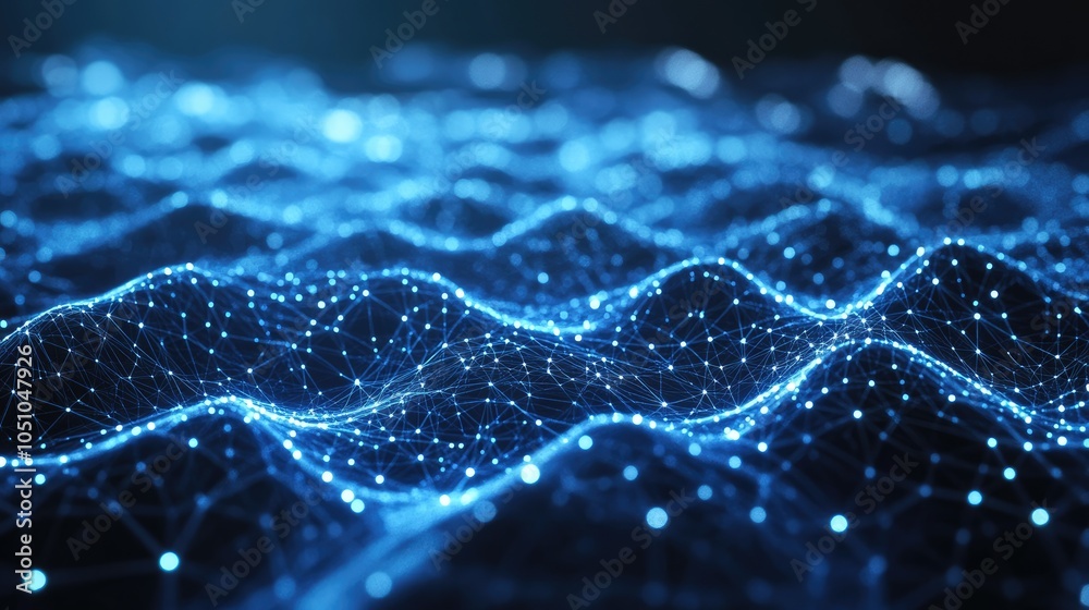 Poster dynamic digital waves a visual exploration of networked data patterns and connectivity