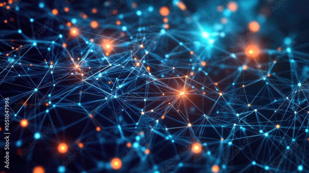 Poster abstract network visualization exploring connections in a digital landscape of nodes and links