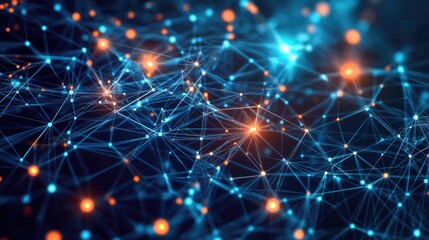 Abstract network visualization exploring connections in a digital landscape of nodes and links