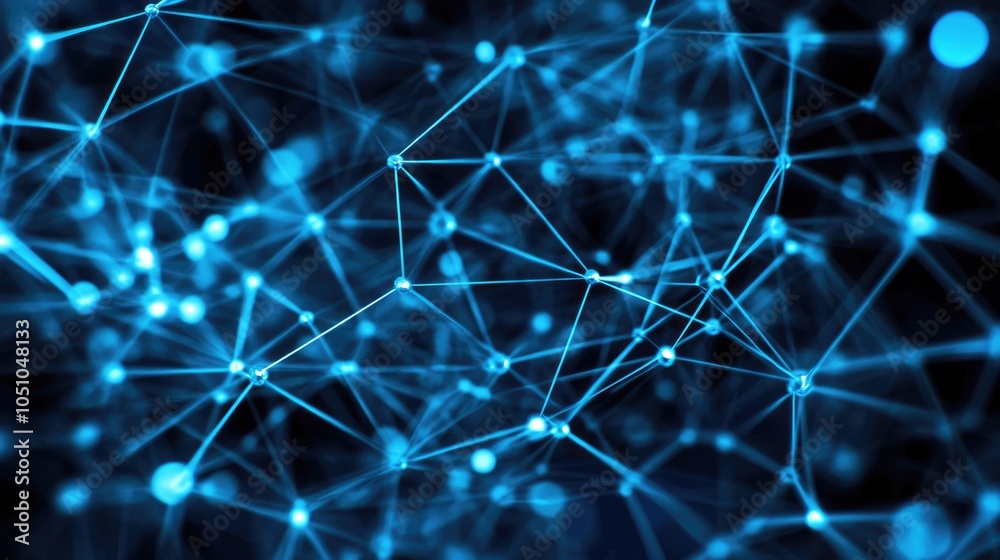 Poster exploring the intricacies of digital connectivity through a web of interconnected lines and nodes