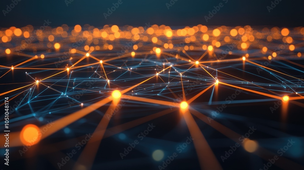 Poster exploring the intricate network of connectivity an abstract visualization of data flow and technolog