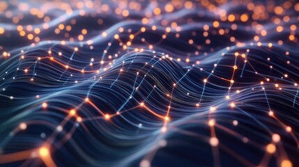 Fototapeta premium Exploring the dynamic flow of light and energy in a digital wave pattern